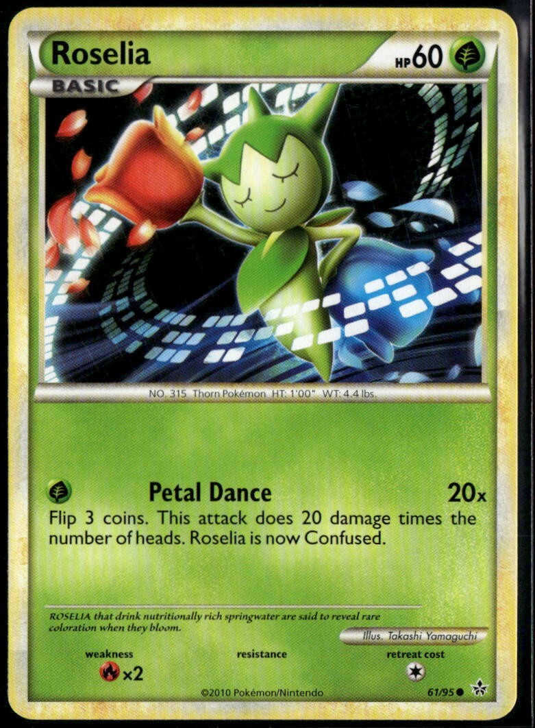 Roselia Common - HGSS Unleashed 61/95 2010 LP+ Pokemon Card