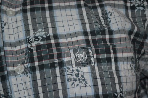 25060-a Mens Wrangler Western Button Up Shirt Size Medium Blue Floral Plaid - Picture 5 of 8