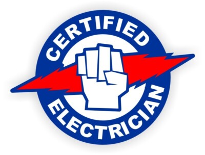 Certified Electrician Hard Hat Sticker Helmet Decal Electrical Volts (Blue)
