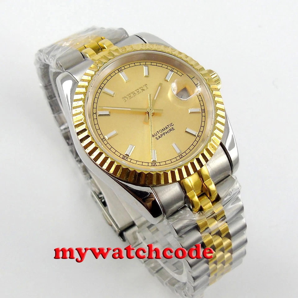 36mm debert golden dial luminous marks miyota Automatic mens womens Watch D89 - Image 2 of 4