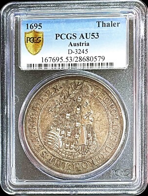 1695 IAK AUSTRIA SILVER THALER LEOPOLD I HOGMOUTH COIN PCGS ABOUT