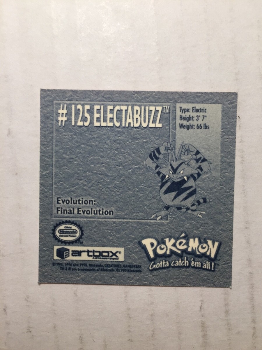 Pokemon 1999 Artbox Series 1 Stickers Electabuzz 125. FREE