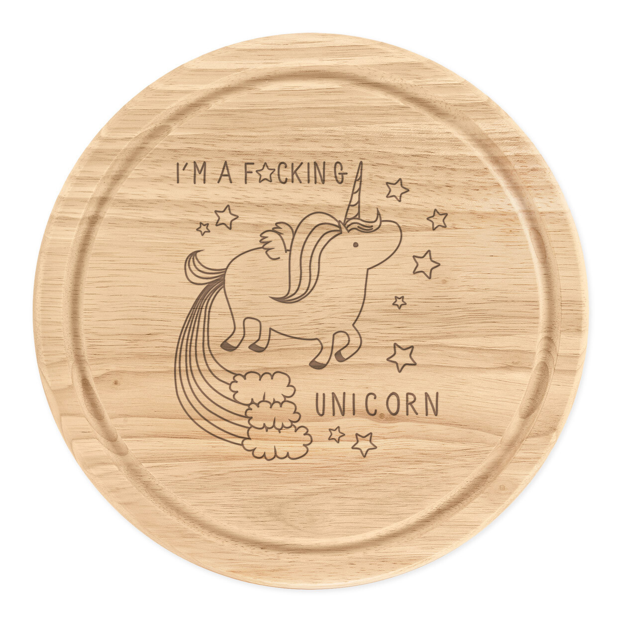 I'm A F-cking Unicorn Round Chopping Cheese Board Funny Rude Joke