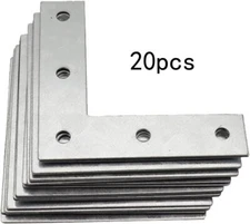 Flat Corner Braces 4Inch, 20Pcs Repair Mending Bracket Plate L Right Angle Brace