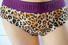 .VICTORIA'S SECRET PINK LEOPARD LOGO BANDED MESH CHEEKSTER PANTY L