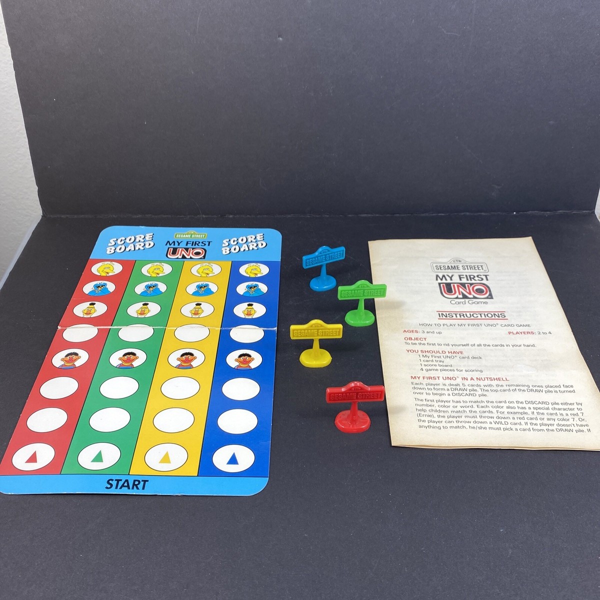 Vintage 1989 Sesame Street My First Uno Card Game parts only