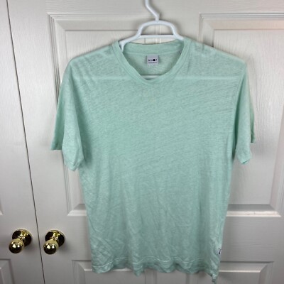 Men's NN07 No Nationality Dylan Tee Short Sleeve T-Shirt Green Linen Small S