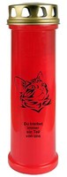 Grabkerze Rot 4-Tage Brenner 100H Grablicht Grableuchte Grablampe Grab Katzen