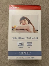 Canon Selphy KP-108IN Color Ink Paper Set 108 4x6 Sheets with 3 Toners 3115B001