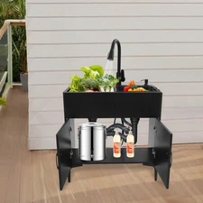 Laundry Sink Stainless Steel Utility Sink Cabinet with Sink with Flexible Faucet