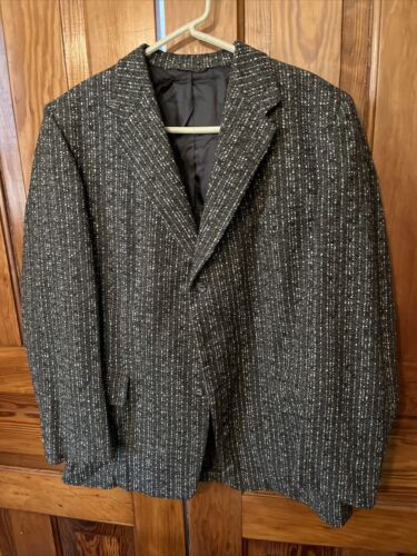 Vintage 1960’s United Woolen Co.  Tweed Blazer Sport Coat Jacket Charcoal 40R - Picture 1 of 14