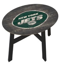 New York Jets Distressed Wood Side Table With Glass Top 31