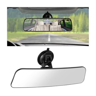 Car Rearview Mirror, 12 Inch Vehicle Interior Panoramic Rear Trapezoidal White