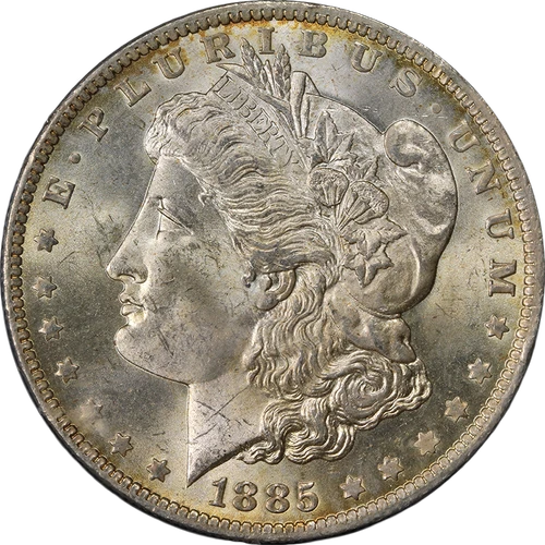 1885-O Morgan Silver Dollar PCGS MS65 Rattler Holder Great Eye Appeal