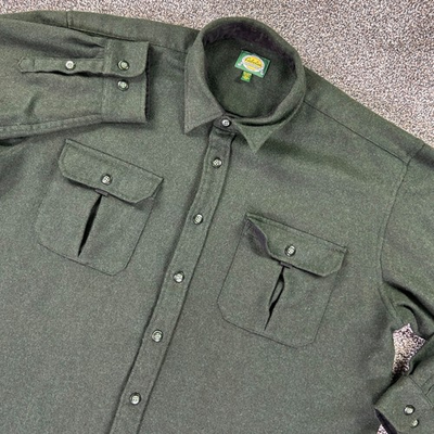#ad #ad Cabelas 100% Wool Shirt Jacket Mens 2XL Green Button Up Hunting Outdoor Shacket $34.95