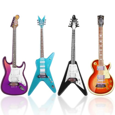 #ad 4PCS Mini Guitar Ornament Set 1:12 Scale Wooden Dollhouse Decor $11.43