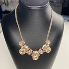 Bella Rose Gold and Crystal Bib Statement Necklace Multi Strand Chain