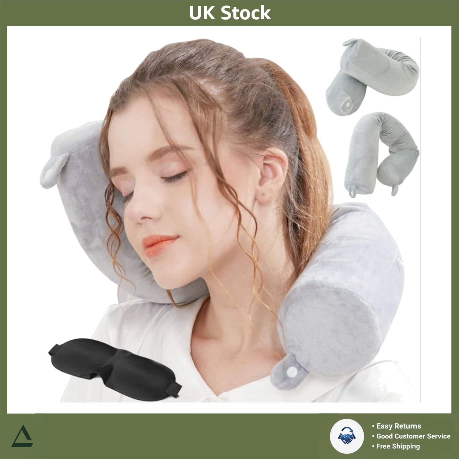 Versatile Twist Memory Foam Neck Support Travel Pillow With Sleep Kit 1 Pack