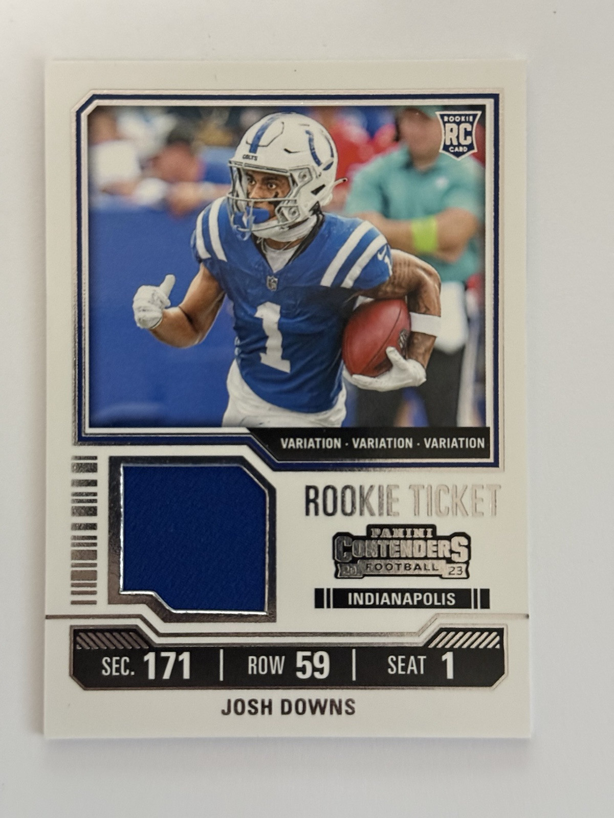 2023 Panini Contenders Josh Downs RC Variation Relic Rookie Ticket TS21V