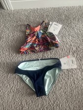 NWT Athleta Girl Bikini Swim Top Bottom Reversible Field Day Size M 8-10