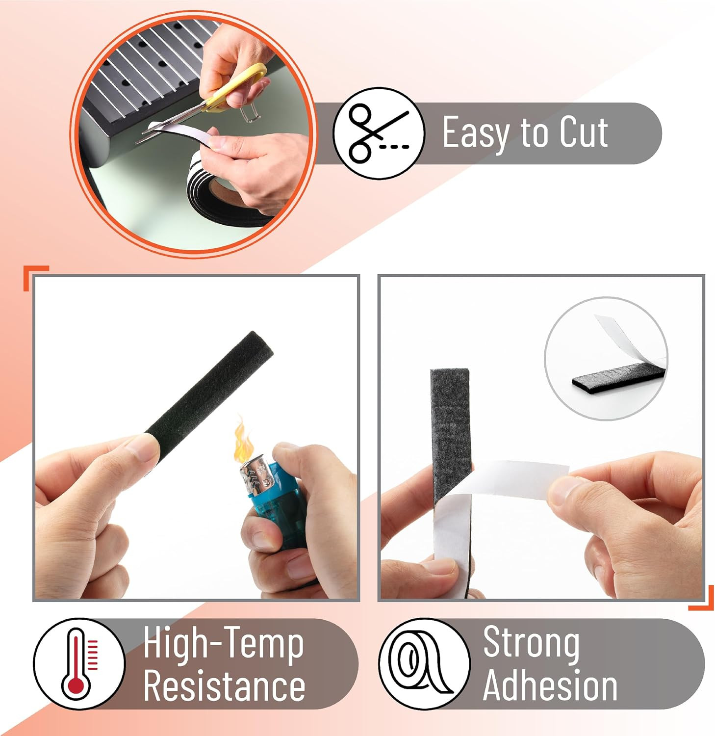 Smoker Gasket, 2 Pack, 15 Ft, 1/2" X 1/8", High Temp, Black