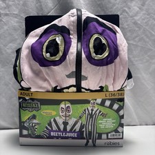 Rubies Beetlejuice Adult Halloween Costume Hooded Jumpsuit Size Large 36-38 NEW