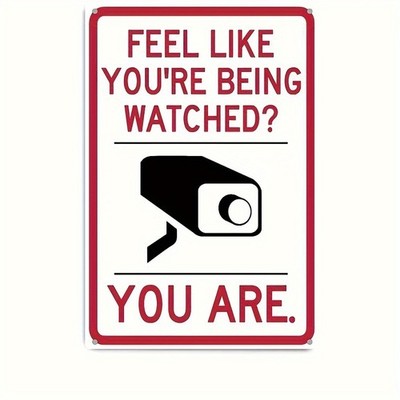 Security Camera Sign Funny Aluminum 8x12 Inch Wall Decor Gift Idea