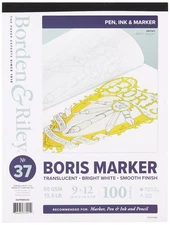Borden & Riley #37 Boris Marker Layout Pad, 9x12", 100 Sheets, 50 GSM