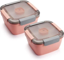 Freshmage Lunch Container To Go, 2 Packs 52-oz Salad Bowls With 3 Compartments,