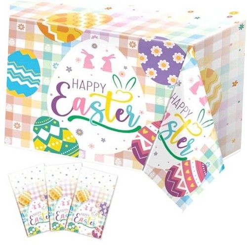 Easter Tablecloth, Happy Easter Eggs Disposable Tablecloths for Easter