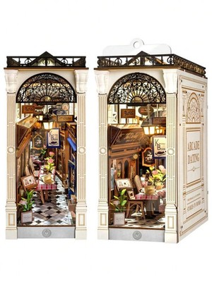 Robotime Rolife Arcade Book Corner DIY Kit, 3D Wooden Paris Street Scene Bookend