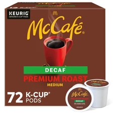 McCafe, Premium Roast Decaf Coffee, Keurig Single Serve K-Cup Pods, 72 Count
