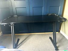 2 x Black Gaming Desk 120x60cm Metal, Cup Holder, Headphone Hook, Cable Mgmt