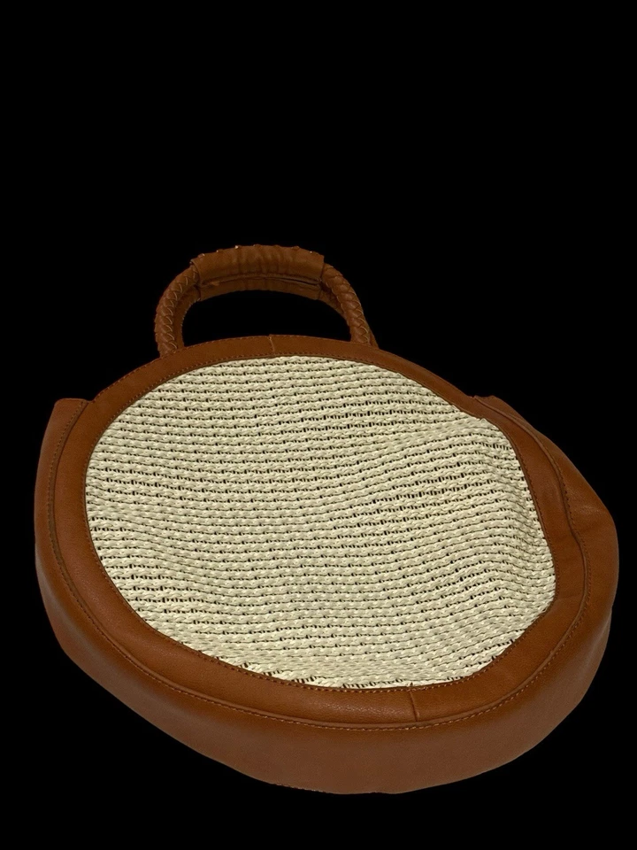 Bolso Cartera Tejido Redondo Sole Society Cuero Sintético Tostado con Monedero Boho Chic Foto 2 de 4