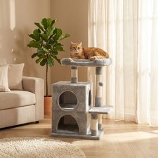 belviona Kratzbaum mit 2 Höhlen & Spielball, 80 cm Katzenbaum Liegefläche