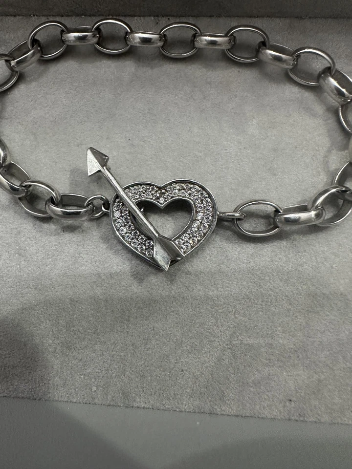 Brazalete de palanca raro vintage Michael Valitutti NH esterlina 925 corazón flecha circonita cúbica  Foto 3 de 3