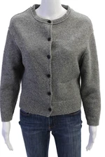 Carven Womens Long Sleeves Button Down Cardigan Sweater Gray Wool Size Medium