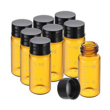 8pcs 10ml Small Brown Glass Vials with Black Screw Cap Glass Graduated