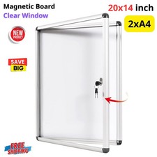 20"x14" Enclosed Bulletin Board Dry Erase Noticeboard Lockable Display Boards