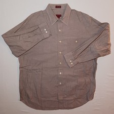 Vintage 90s Chaps Ralph Lauren Mens Dress Shirt XL 17-34/35 Mocha Button Up