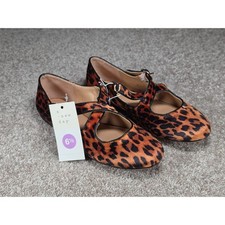 A New Day Tamsin Leopard Print Mary Jane Ballet Flats Brown Black Womens 6.5 NEW
