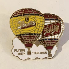 Vintage Strohs Schlitz Beer Hot Air Balloon Enamel Lapel Pin Flying High Promo
