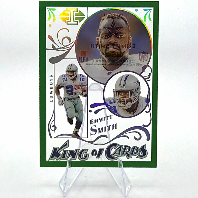 Panini 2022 Illusions King of Cards Emmitt Smith Emerald #KC-14 Cowboys