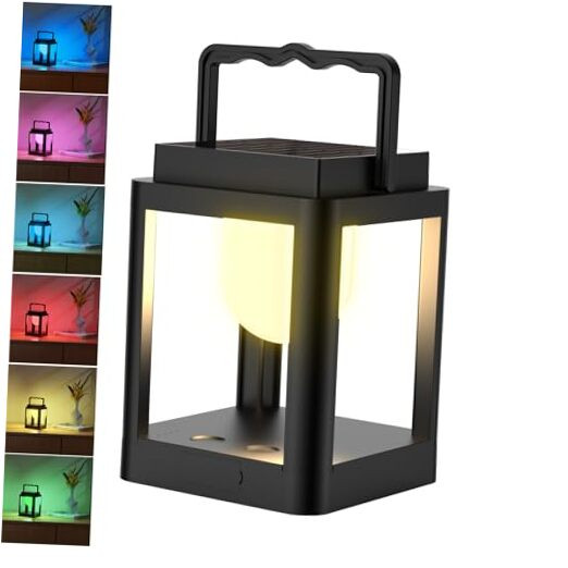 Outdoor Solar Table Lamp, 10 RGB Color Changing Lights,Portable Rechargeable