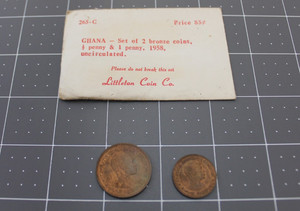 Ghana Set of 2 Bronze Coins 1/2 Penny and 1 Penny 1958