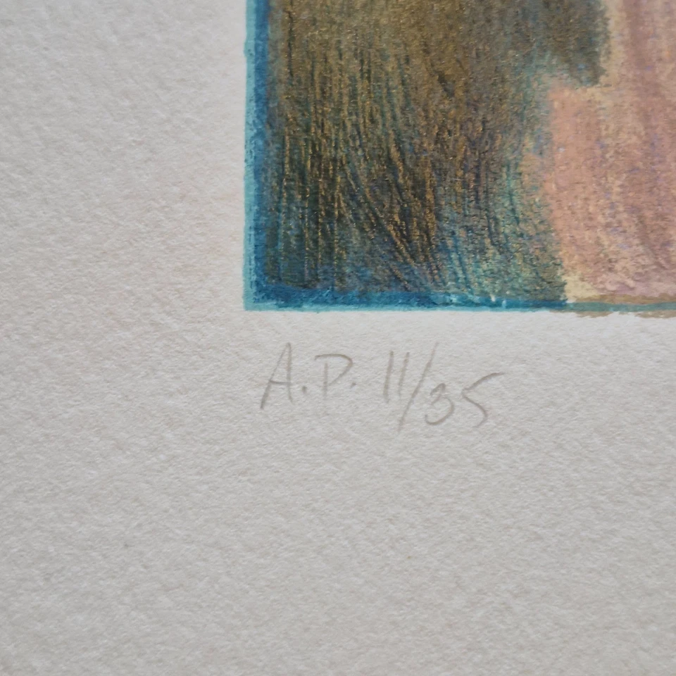 Barbara A. Madera "Dos Hermanas" A.P. Serigrafía firmada a mano 11/35 32x29 edición limitada. Foto 3 de 4