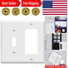 White Wall Plate 2-Gang Switch Cover, Heat & Fade Resistant, Listed