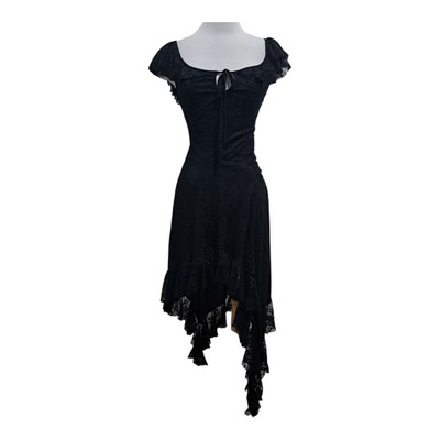 Thirty Punky Sexy Chic Lace Gothic  Ruffle Assymmetrical Hem Trim XS Black NWT