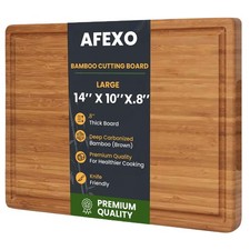 Bamboo Cutting Board for kitchen   .8" Thick Wood Chopping Board with Juic