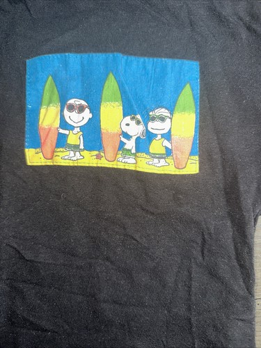 Vintage schwarzes Jungen Snoopy Surf TShirt Größe 7 hergestellt in den USA - Bild 2 von 8